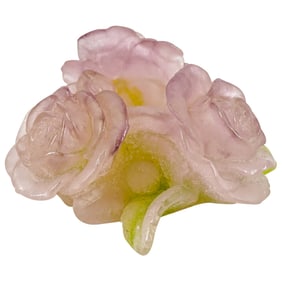 Daum Pate de verre Crystal Rose Candle Holder