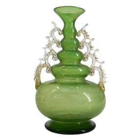 Miniature Venetian Green Glass Vase