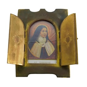 Antique Brass Icon Shrine Picture Frame