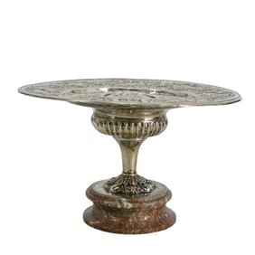 Antique Silver & Marble Decorative Tazza