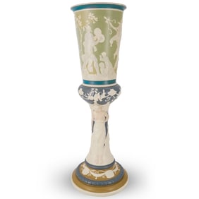 Antique Mettlach Jasperware Porcelain Vase