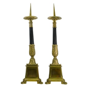 Pair of 19th Cent French Bronze Candlesticks