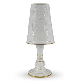 German Porcelain Table Lamp & Shade
