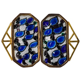 Antique French Limoges Enamel Belt Buckle