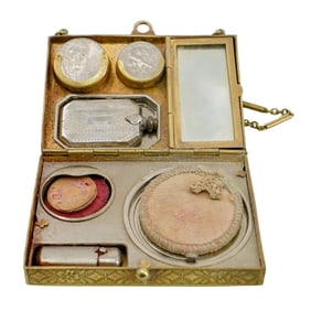 Antique Silver Vermeil Compact Purse