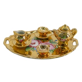 Limoges Miniature Gilt Porcelain Tea Set