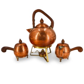 (3 Pc) J.C. Moore Copper Tea Set