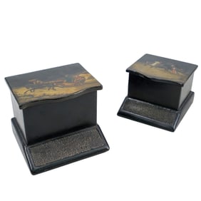 (2 Pc) Russian Lacquered Wooden Boxes