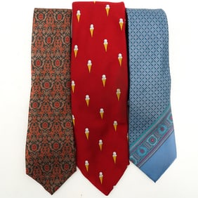 (3 Pc) Vintage Designer YSL Necktie Grouping