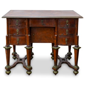 17th C. French Bureau Mazarin Marquetry Kneehole Desk
