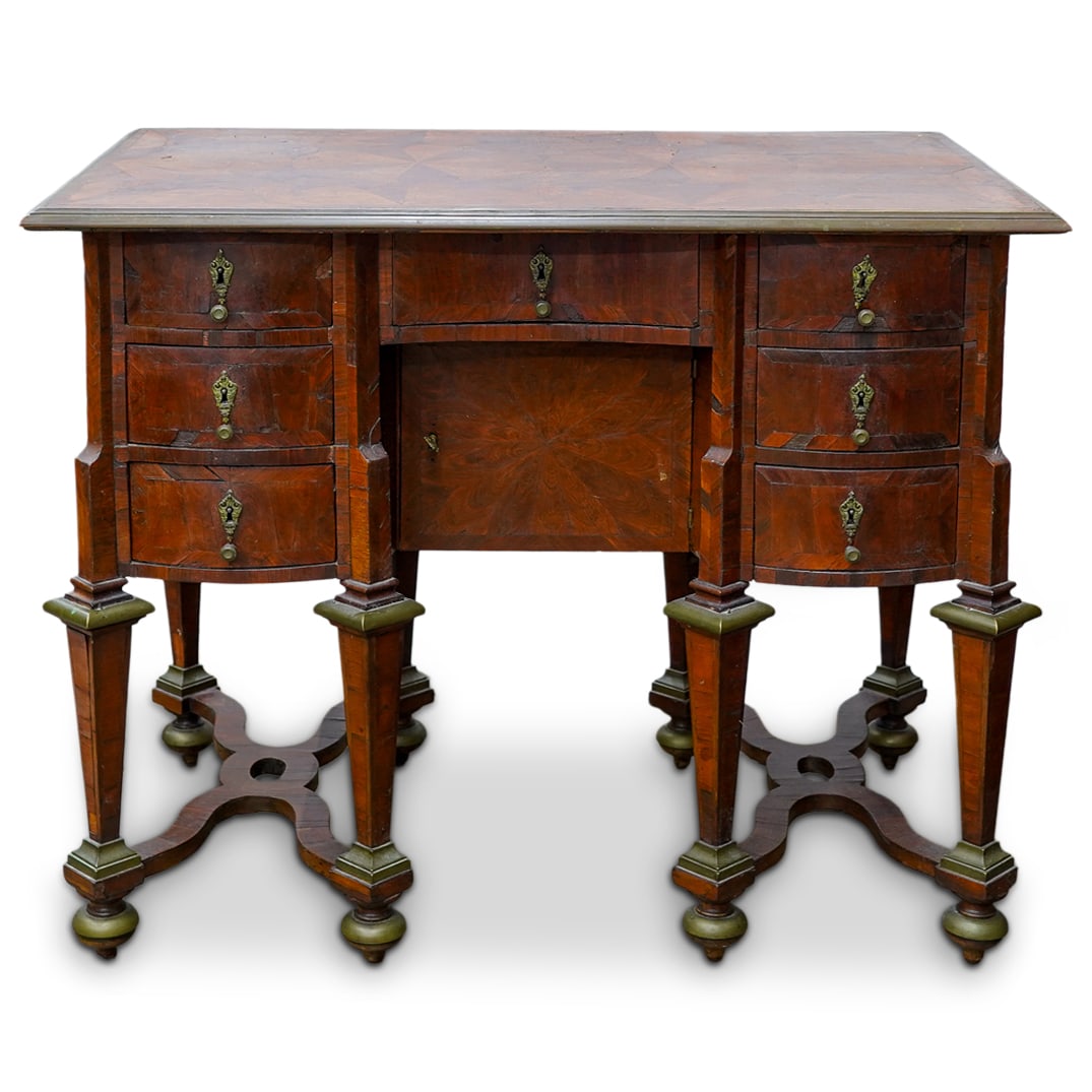 17th C. French Bureau Mazarin Marquetry Kneehole Desk
