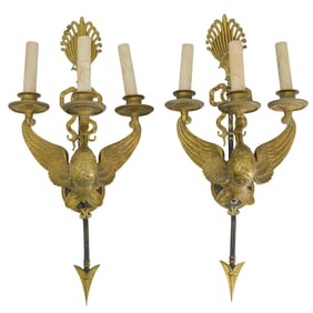 Pair of Antique Empire Bronze Sconces