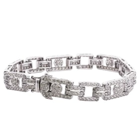 Retro 18k Gold and Diamond Link Bracelet