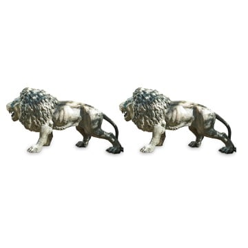 Pair Monumental Bronze Guardian Lion Sculptures (1 of 8)