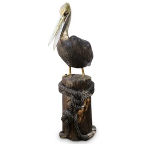 Monumental Bronze Nautical Pelican Garden Fountain