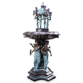 Monumental Musical Goddess Bronze Garden Fountain