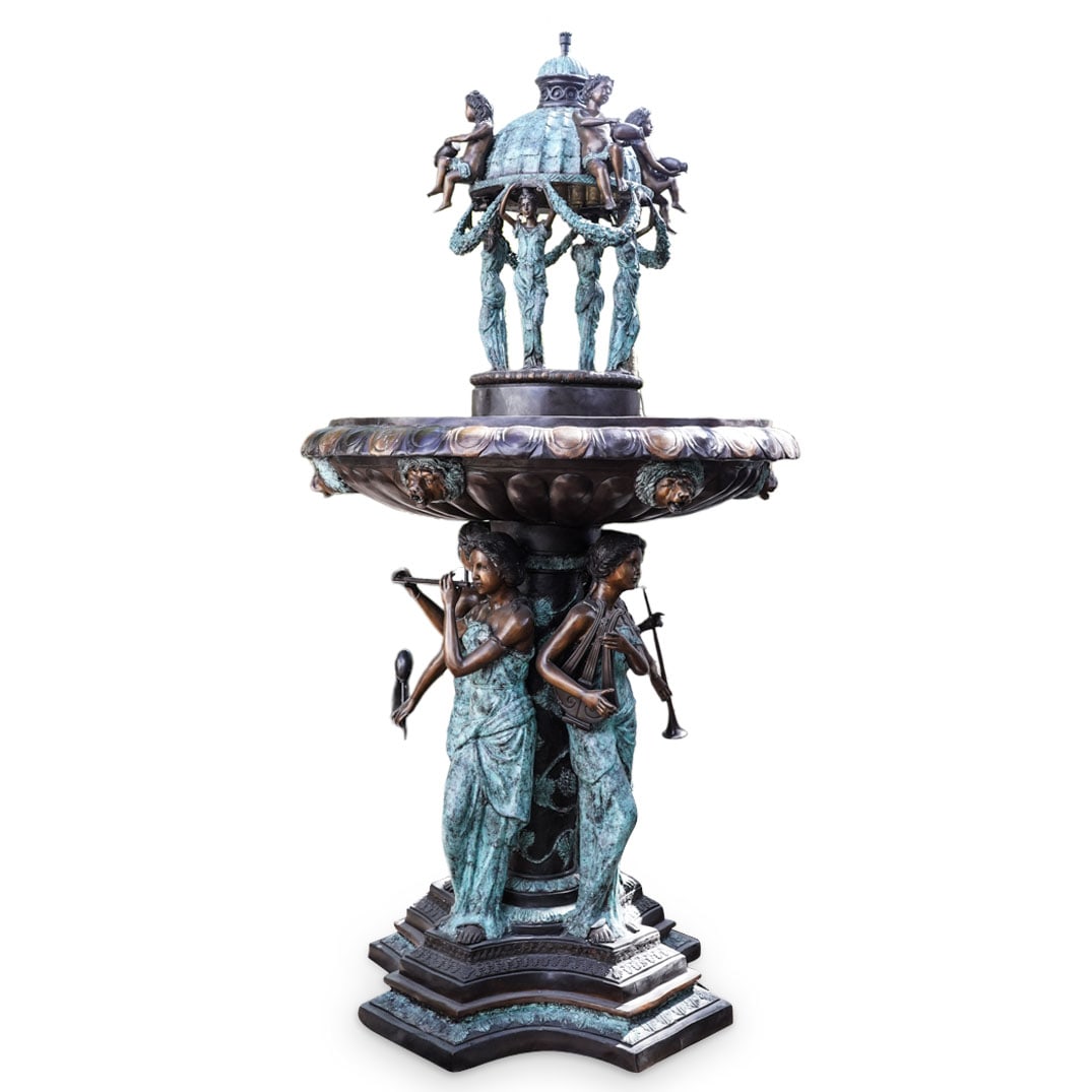Monumental Musical Goddess Bronze Garden Fountain (1 of 7)