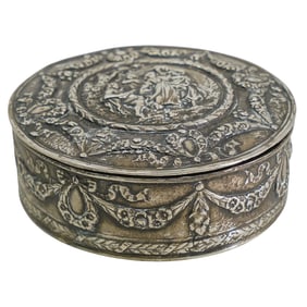 Antique German Silver Round Box
