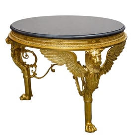 French Empire Style Gilt Bronze & Marble Round Table