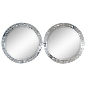 Pair Bullseye Circular Venetian Style Mirrors