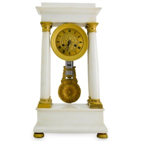 Louis XVI Gilt Bronze & Mounted Marble Portico Clock