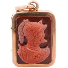 Antique 14k Gold & Agate Cameo Locket