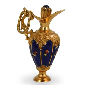 18K Gold Brev Enameled Scent Bottle Pin