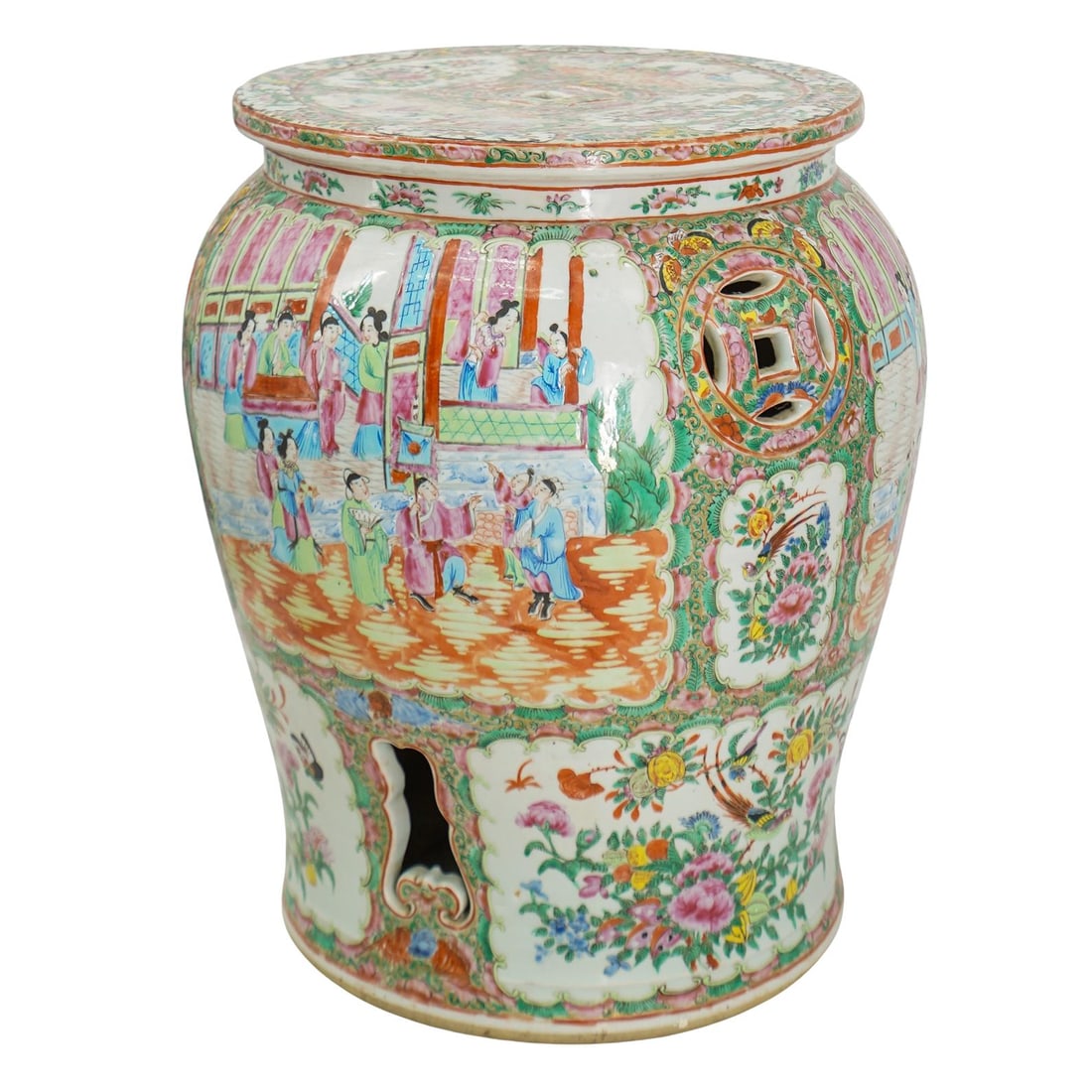 Antique Chinese Rose Medallion Porcelain Stool (1 of 6)