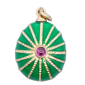 Russian Imperial 14k Gold and Enamel Egg Pendant