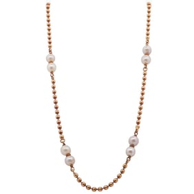 Italian 18k Gold and Beaded Pearl Necklace