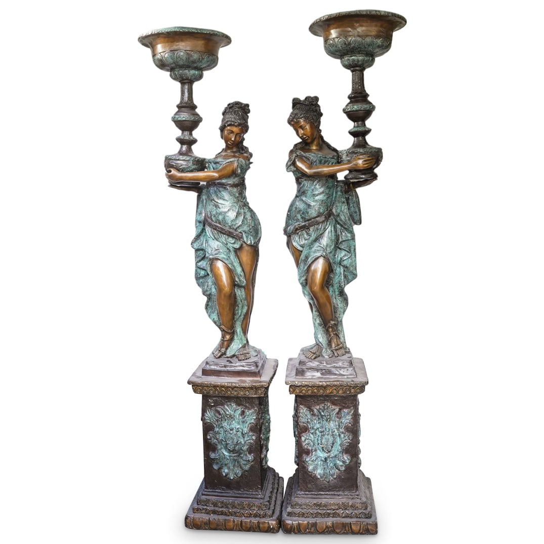 Pair Bronze Female Figural Sculptures (1 of 6)