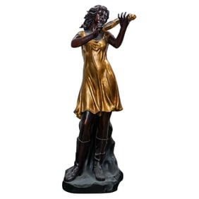 Life Size Bronze Style Violinist Sculpture