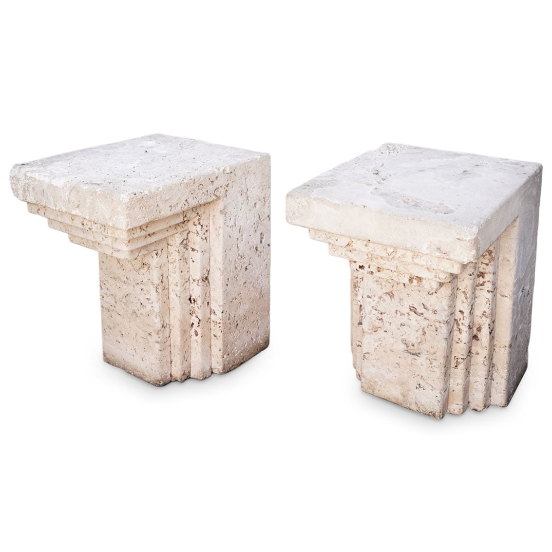 Pair Large Architectural Carved Limestone Pedestals (1 of 5)