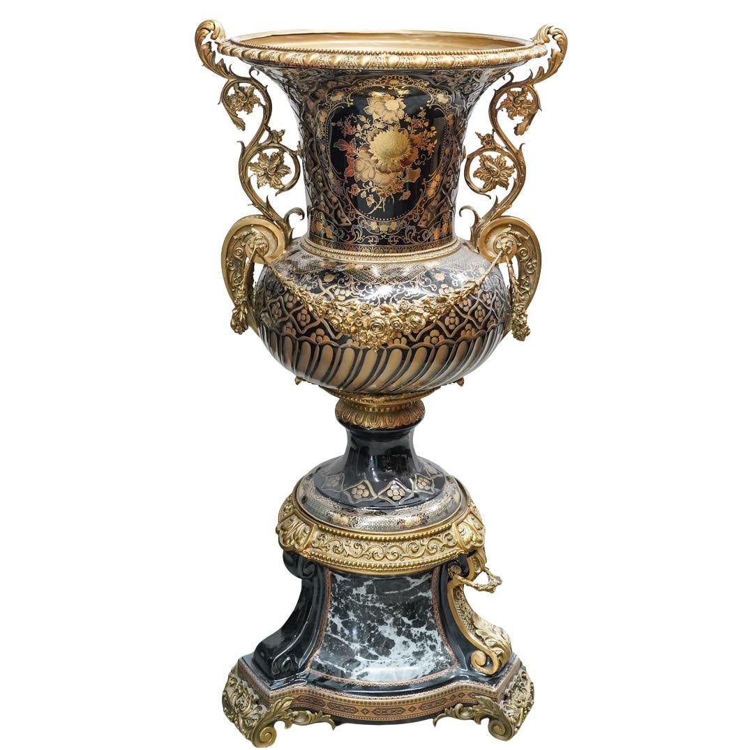 Large Opulent Black & Gilt Decorative Urn (1 of 7)