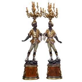 Pair Large Blackamoor Torchiere Lamps