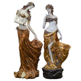 Pair Romantic Life Size Female Figural Sculptures