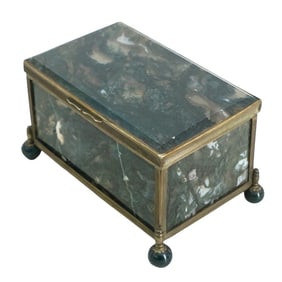Antique Austro-Hungarian Moss Agate Metal Box
