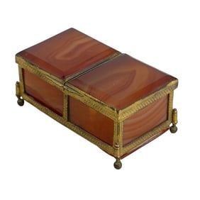 Antique Austro-Hungarian Agate & Gilt Metal Compartment Box