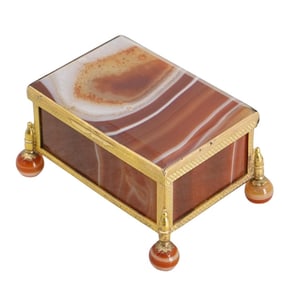 Antique Austro-Hungarian Agate & Gilt Metal Compartment Box