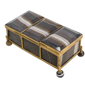 Antique Austro-Hungarian Agate & Gilt Metal Compartment Box