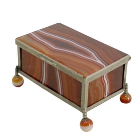 Antique Austro-Hungarian Agate & Metal Compartment Box