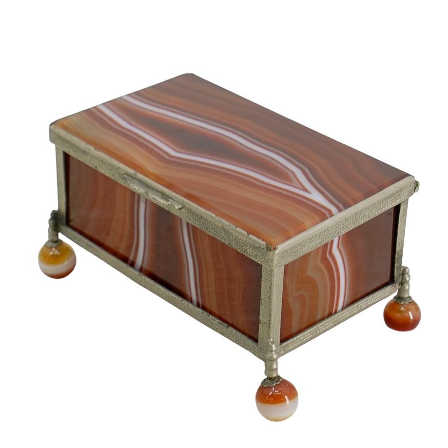 Antique Austro-Hungarian Agate & Metal Compartment Box (1 of 5)