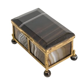 Antique Austro-Hungarian Agate & Metal Compartment Box