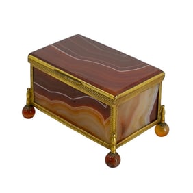 Antique Austro-Hungarian Agate & Gilt Metal Compartment Box