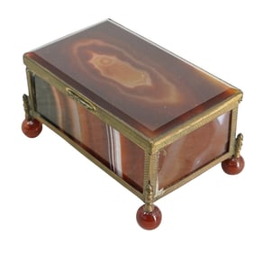 Antique Austro-Hungarian Agate & Gilt Metal Compartment Box