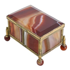 Antique Austro-Hungarian Agate & Gilt Metal Compartment Box (copy)