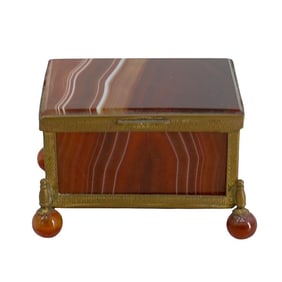 Antique Austro-Hungarian Agate & Gilt Metal Compartment Box