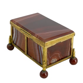 Antique Austro-Hungarian Agate & Gilt Metal Compartment Box