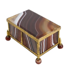 Antique Austro-Hungarian Agate & Gilt Metal Compartment Box