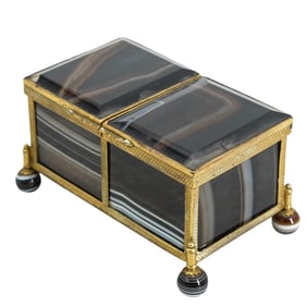Antique Austro-Hungarian Agate & Gilt Metal Compartment Box